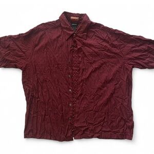 Claiborne Men's Deep Red Casual Button Down Shirt